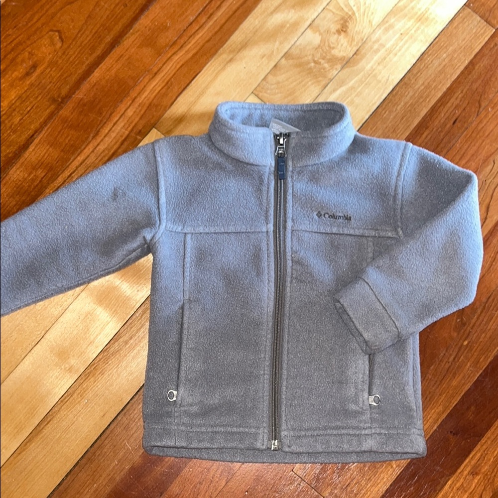 Columbia Gray Fleece Jacket Full-Zip Standing Collar